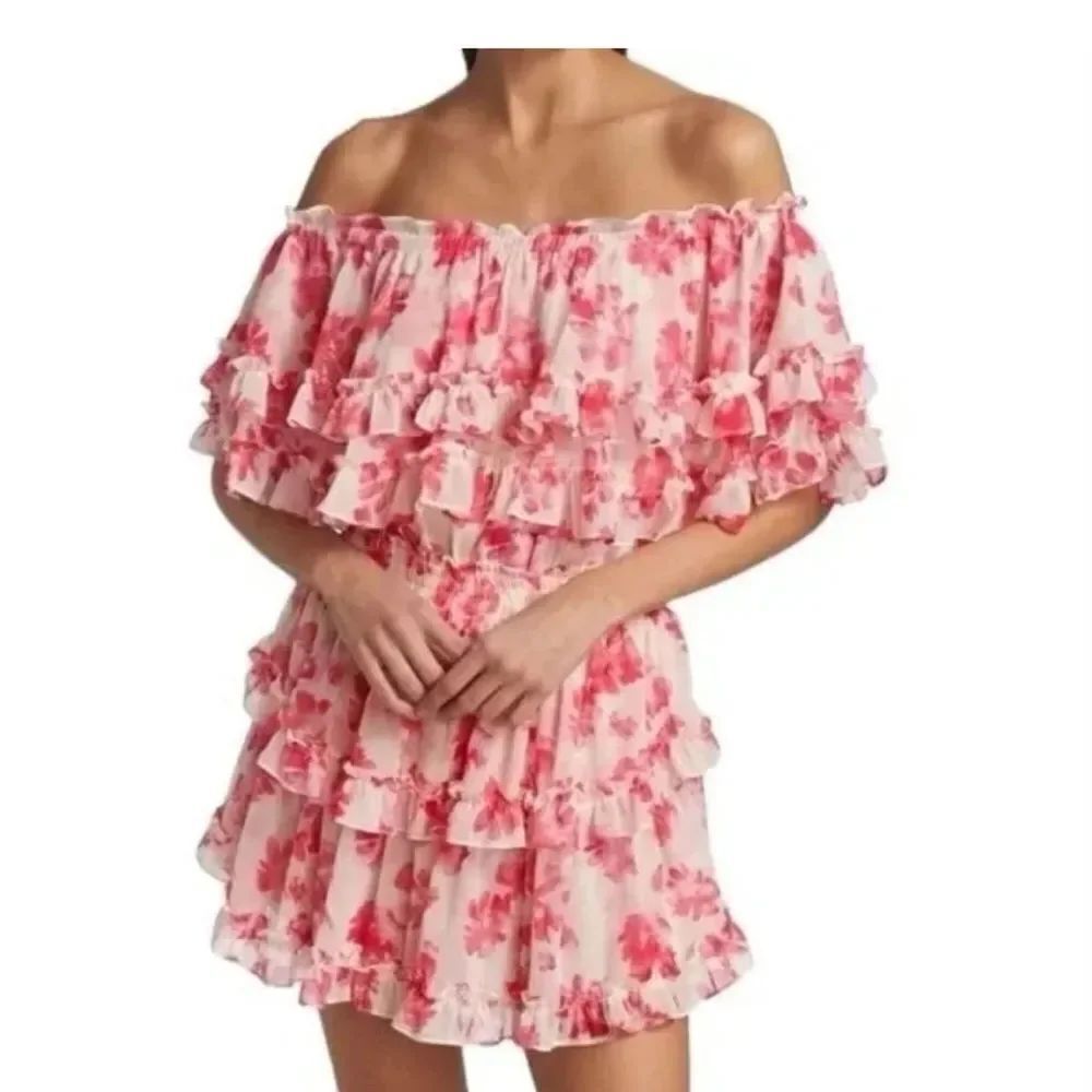 MISA LOS ANGELES Isella Floral Ruffle Georgette Mini Dress